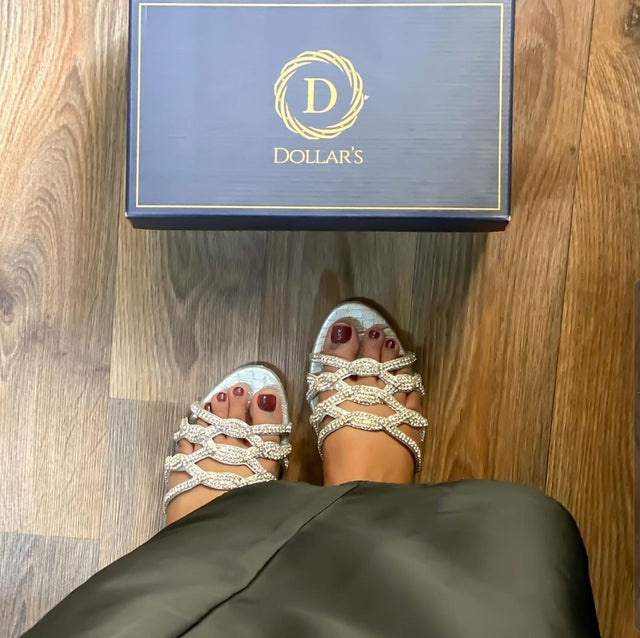 Exclusive Silver Flat Slippers