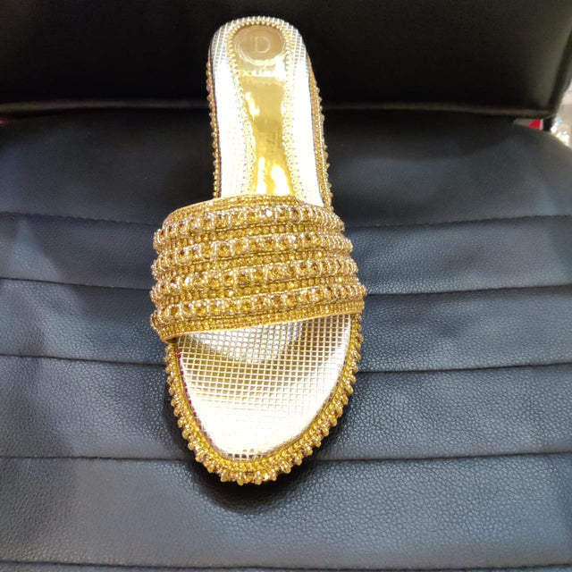 Handcrafted Gold Wedge Sandals