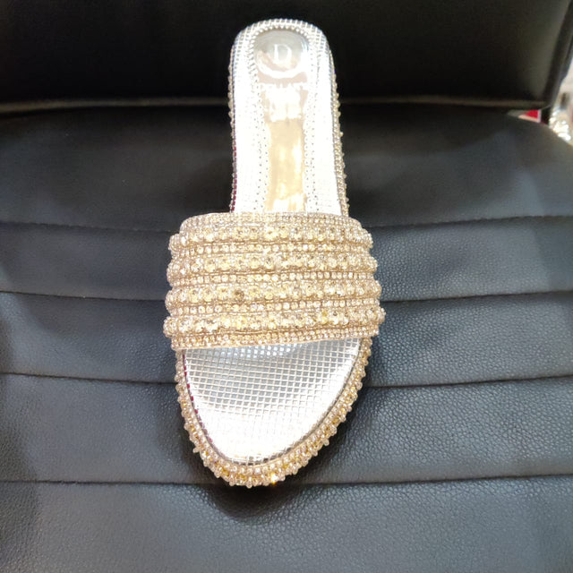 Silver Crystal Embellished Platform Wedge sandals Handcrafted Wedge