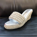 Silver Crystal Embellished Platform Wedge sandals Handcrafted Wedge