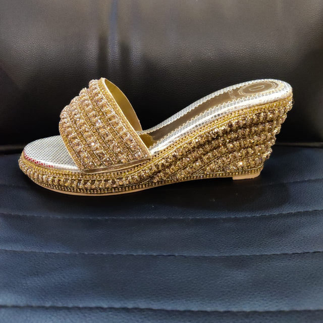 Handcrafted Gold Wedge Sandals